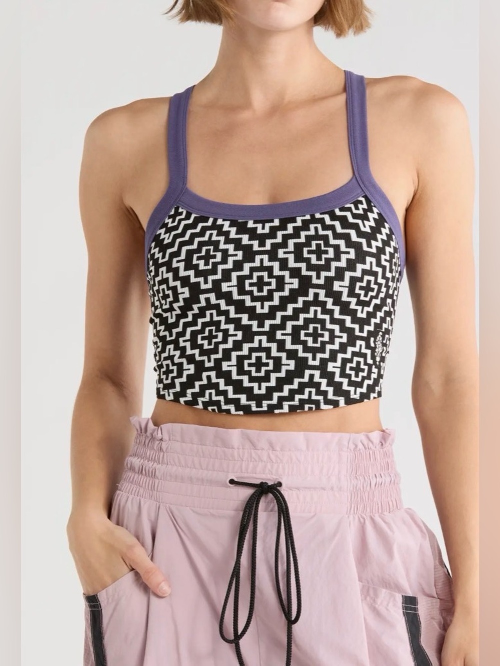 NWT Free People Movement Women's All Clear Jacquard Cami in Graphite / Grey